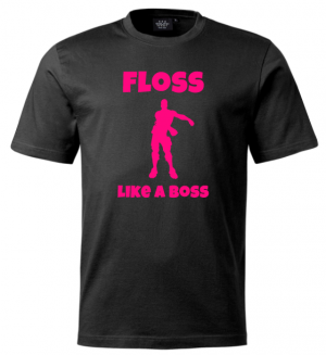 Svart T-shirt Floss Like A Boss Neonrosa