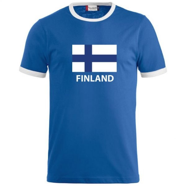 Blå/Vit T-shirt Finland Flagga