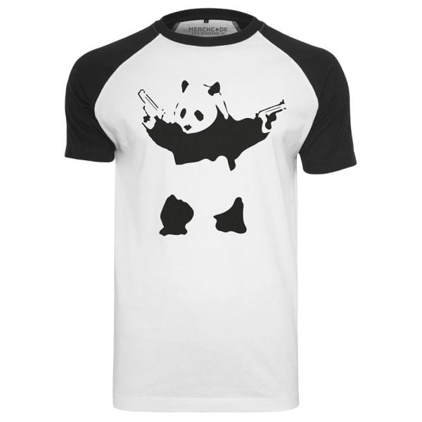 Vit/Svart T-shirt Banksy Panda Raglan