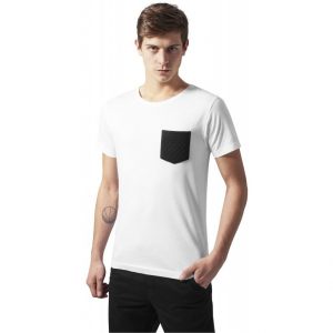 Vit T-shirt med Quiltad Bröstficka UC
